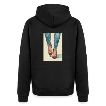 Leo Heels and Jeans | AI - Unisex Premium Bio Zip Hoodie - Schwarz - Hinten - Nico (187cm)