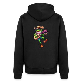 Dancing Frog Fiesta - Unisex Premium Organic Zip Hoodie - black - Back - Nico (187cm)