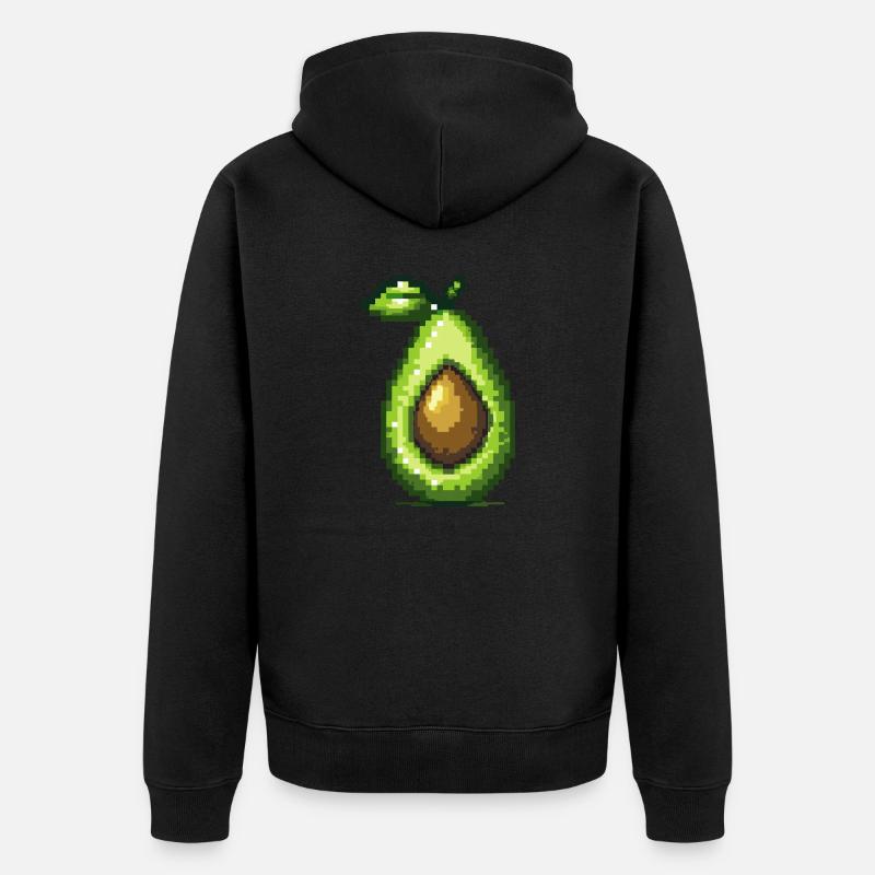 Icône de pixel Avokado - Veste à capuche bio Premium Unisexe - noir