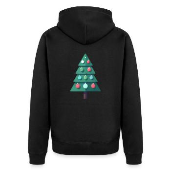 Tannenbaum mit Kugeln - Unisex Premium Bio Zip Hoodie - Schwarz - Hinten - Nico (187cm)