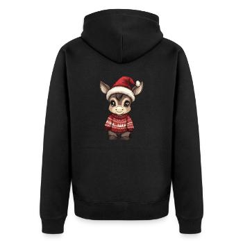 Esel Weihnachten - Unisex Premium Bio Zip Hoodie - Schwarz - Hinten - Nico (187cm)