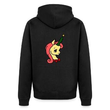 cute unicorn with fir tree for Christmas - Unisex Premium Organic Zip Hoodie - black - Back - Nico (187cm)