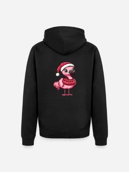 Flamingo Christmas - Unisex Premium Organic Zip Hoodie - black