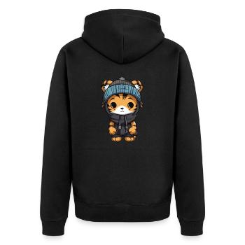 Tigre Hiver Animal Bébé Bande Dessinée - Veste à capuche bio Premium Unisexe - noir - Dos - Nico (187cm)