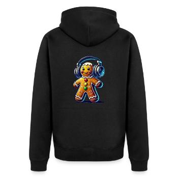Gingerbread Music Lebkuchenmann - Unisex Premium Bio Zip Hoodie - Schwarz - Hinten - Nico (187cm)