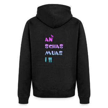 v - Unisex Premium Bio Zip Hoodie - Schwarz - Hinten - Nico (187cm)