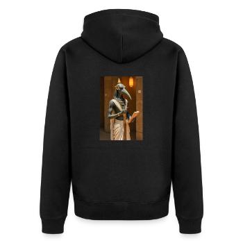 Thoth, ibis-headed god, holding a scroll in an anc - Unisex Premium Organic Zip Hoodie - black - Back - Nico (187cm)