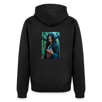 Jorōgumo Beautiful yet deadly spider woman in silk - Unisex Premium Organic Zip Hoodie - black - Back - Nico (187cm)