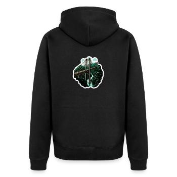 Jungle bridge - Unisex Premium Bio Zip Hoodie - Schwarz - Hinten - Nico (187cm)