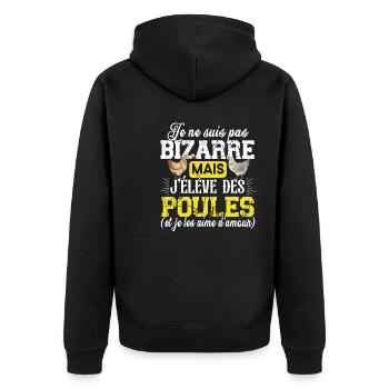 Poule Poulet Coq Poulailler Cadeau Humour Jaune - Veste à capuche bio Premium Unisexe - noir - Dos - Nico (187cm)