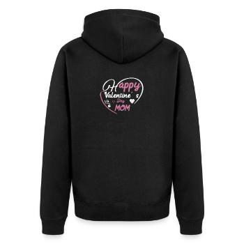 Valentine's Day Heart Floral Design for Mothers - Unisex Premium Organic Zip Hoodie - black - Back - Nico (187cm)