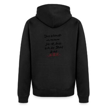 Das schönste an meinem Job ist... - Unisex Premium Bio Zip Hoodie - Schwarz - Hinten - Nico (187cm)