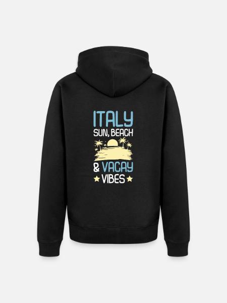 Italy Summer Saying - Unisex Premium Organic Zip Hoodie - black