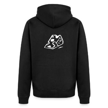 Käse - Unisex Premium Bio Zip Hoodie - Schwarz - Hinten - Nico (187cm)