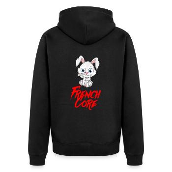 FRENCHCORE FRENCH CORE Süßer Hase - Unisex Premium Bio Zip Hoodie - Schwarz - Hinten - Nico (187cm)