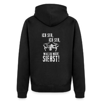 Ich Seh, Ich Seh, ... - Unisex Premium Bio Zip Hoodie - Schwarz - Hinten - Nico (187cm)