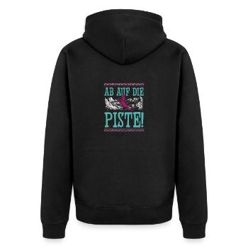 ab auf die piste - Unisex Premium Bio Zip Hoodie - Schwarz - Hinten - Nico (187cm)