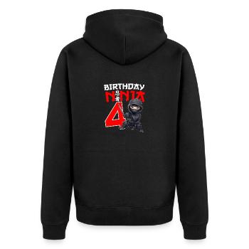 Kids Birthday Ninja Shirt - 4 Year Old Ninja Birth - Unisex Premium Bio Zip Hoodie - Schwarz - Hinten - Nico (187cm)