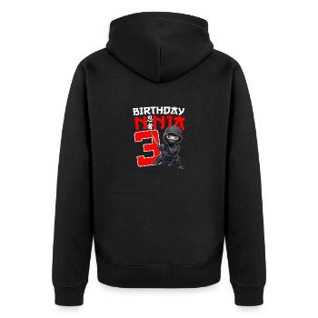 Kids Birthday Ninja Shirt - 3 Year Old Ninja Birth - Unisex Premium Bio Zip Hoodie - Schwarz - Hinten - Nico (187cm)
