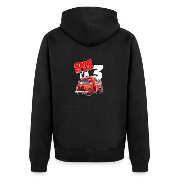 Kids Fire Truck 3 Year Old Firefighter Birthday - Unisex Premium Bio Zip Hoodie - Schwarz - Hinten - Nico (187cm)