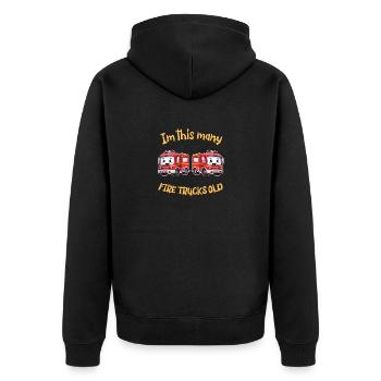 Camion de pompiers mignon - Je suis autant de camions de pompiers vieux - Veste à capuche bio Premium Unisexe - noir - Dos - Nico (187cm)