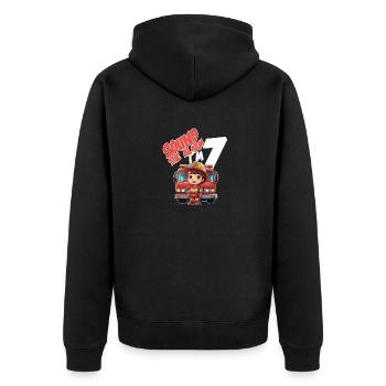 Kids Firefighter 7 Year Old Birthday Boy Theme - Unisex Premium Organic Zip Hoodie - black - Back - Nico (187cm)