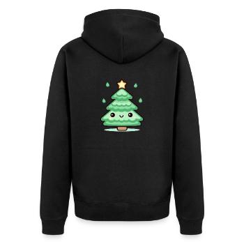 Weihnachtsbaum - Unisex Premium Bio Zip Hoodie - Schwarz - Hinten - Nico (187cm)