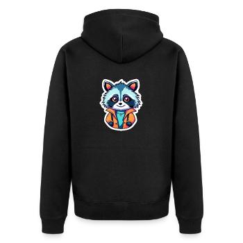 Raccoon Illustration - Unisex Premium Organic Zip Hoodie - black - Back - Nico (187cm)