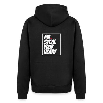 Mr steal your Heart - Saint Valentin - Veste à capuche bio Premium Unisexe - noir - Dos - Nico (187cm)