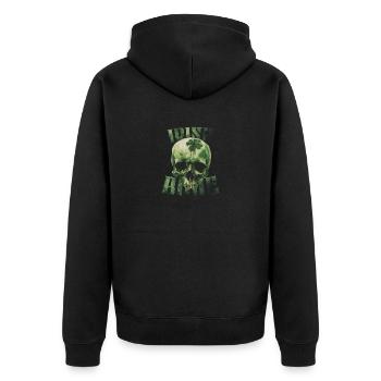 Irish Bone Green Skull St. Patricks Day - Unisex Premium Bio Zip Hoodie - Schwarz - Hinten - Nico (187cm)