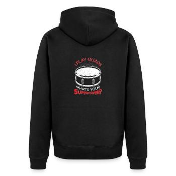 Tenor Schlagzeug Trommel | Musikband Schlagzeuger - Unisex Premium Bio Zip Hoodie - Schwarz - Hinten - Nico (187cm)