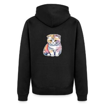 Scottish Fold Scottish Fold-Eared Cat - Unisex Premium Organic Zip Hoodie - black - Back - Nico (187cm)