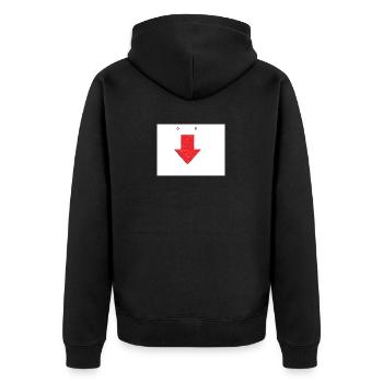 Pfeil Gesicht - Unisex Premium Bio Zip Hoodie - Schwarz - Hinten - Nico (187cm)