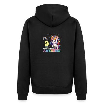 J'ai 9 ans et je suis génial - C'est mon anniversaire, les filles, les enfants - Veste à capuche bio Premium Unisexe - noir - Dos - Nico (187cm)