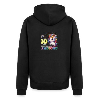 Filles Enfants Licorne C'est mon anniversaire, j'ai 10 ans et - Veste à capuche bio Premium Unisexe - noir - Dos - Nico (187cm)