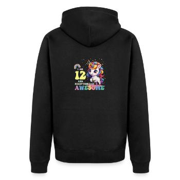 Filles Enfants Licorne C'est mon anniversaire, j'ai 12 ans et - Veste à capuche bio Premium Unisexe - noir - Dos - Nico (187cm)