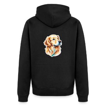 Aquarelles Golden Retriever - Veste à capuche bio Premium Unisexe - noir - Dos - Nico (187cm)