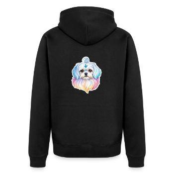 Malteser Wasserfarben - Unisex Premium Bio Zip Hoodie - Schwarz - Hinten - Nico (187cm)
