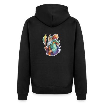 Druide Wasserfarben - Unisex Premium Bio Zip Hoodie - Schwarz - Hinten - Nico (187cm)