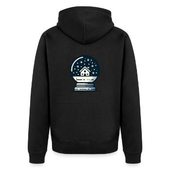 Schneekugel - Unisex Premium Bio Zip Hoodie - Schwarz - Hinten - Nico (187cm)