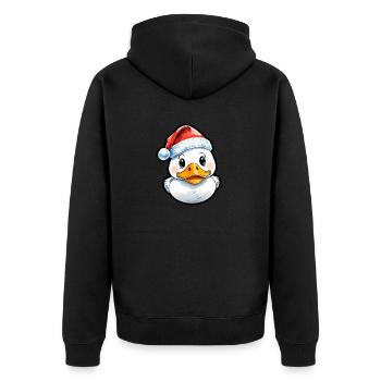 Ente Weihnachten Zeichnung - Unisex Premium Bio Zip Hoodie - Schwarz - Hinten - Nico (187cm)