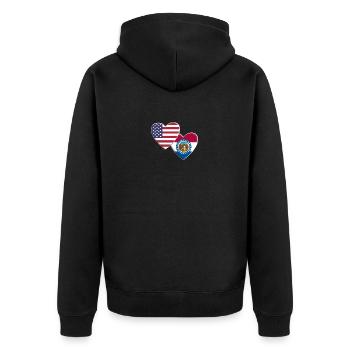 USA Amerikanische Flagge des Bundesstaates Missouri Patriotisch 4. - Unisex Premium Bio Zip Hoodie - Schwarz - Hinten - Nico (187cm)