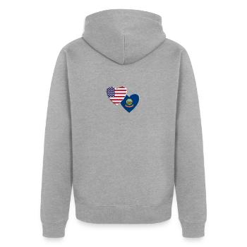 États-Unis État américain de l’Idaho Drapeau patriotique 4ème - Veste à capuche bio Premium Unisexe - gris chiné - Dos - Nico (187cm)
