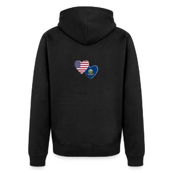 USA Amerikanische Flagge des Bundesstaates Idaho Patriotisch 4. von - Unisex Premium Bio Zip Hoodie - Schwarz - Hinten - Nico (187cm)