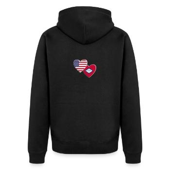 USA Amerikanische Flagge des Bundesstaates Arkansas Patriotisch 4. - Unisex Premium Bio Zip Hoodie - Schwarz - Hinten - Nico (187cm)