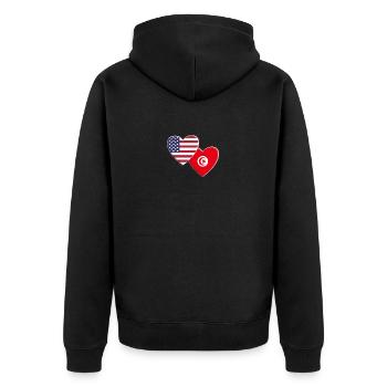 USA Amerikanisch Tunesien Tunesische Flagge Patriotisch - Unisex Premium Bio Zip Hoodie - Schwarz - Hinten - Nico (187cm)