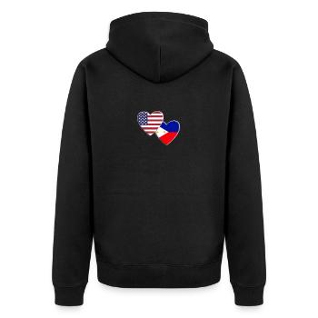 USA Amerikanisch Philippinen Philippinische Flagge Patriotisch - Unisex Premium Bio Zip Hoodie - Schwarz - Hinten - Nico (187cm)