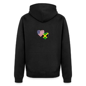 USA Amerikanisch Jamaika Jamaikanische Flagge Patriotisch - Unisex Premium Bio Zip Hoodie - Schwarz - Hinten - Nico (187cm)