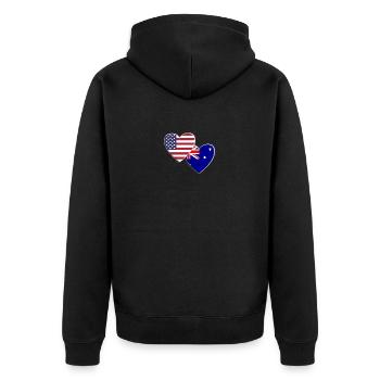 USA Amerikanisch Australien Australische Flagge Patriotisch - Unisex Premium Bio Zip Hoodie - Schwarz - Hinten - Nico (187cm)