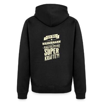 Superkräfte Wassermann Rahmenlos Sternzeichen Ge - Unisex Premium Bio Zip Hoodie - Schwarz - Hinten - Nico (187cm)